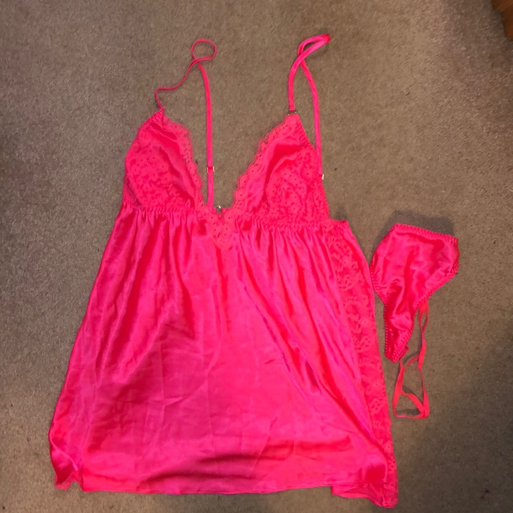 Victoria’s Secret silky hot pink lace lingerie